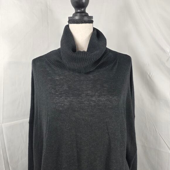 H&M Sweater Dress Women Large Black Long Sleeve Turtleneck Oversized Soft Knit - Picture 3 of 9